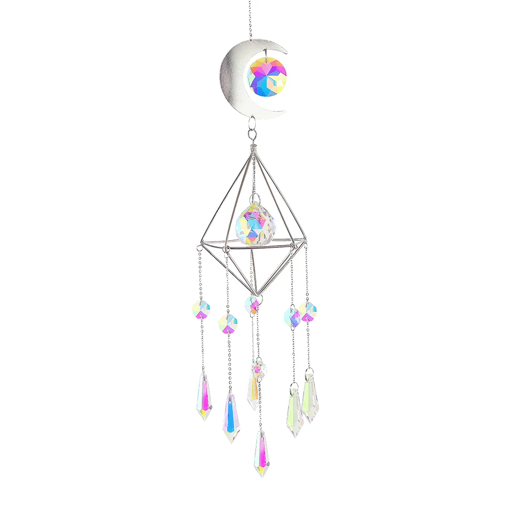 Crystal Catching Light Wind Chime Moon Prism Lighting Ball Ornament Jewelry