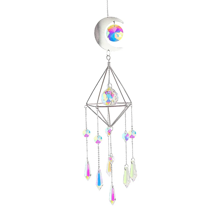 Crystal Catching Light Wind Chime Moon Prism Lighting Ball Ornament Jewelry gbfke