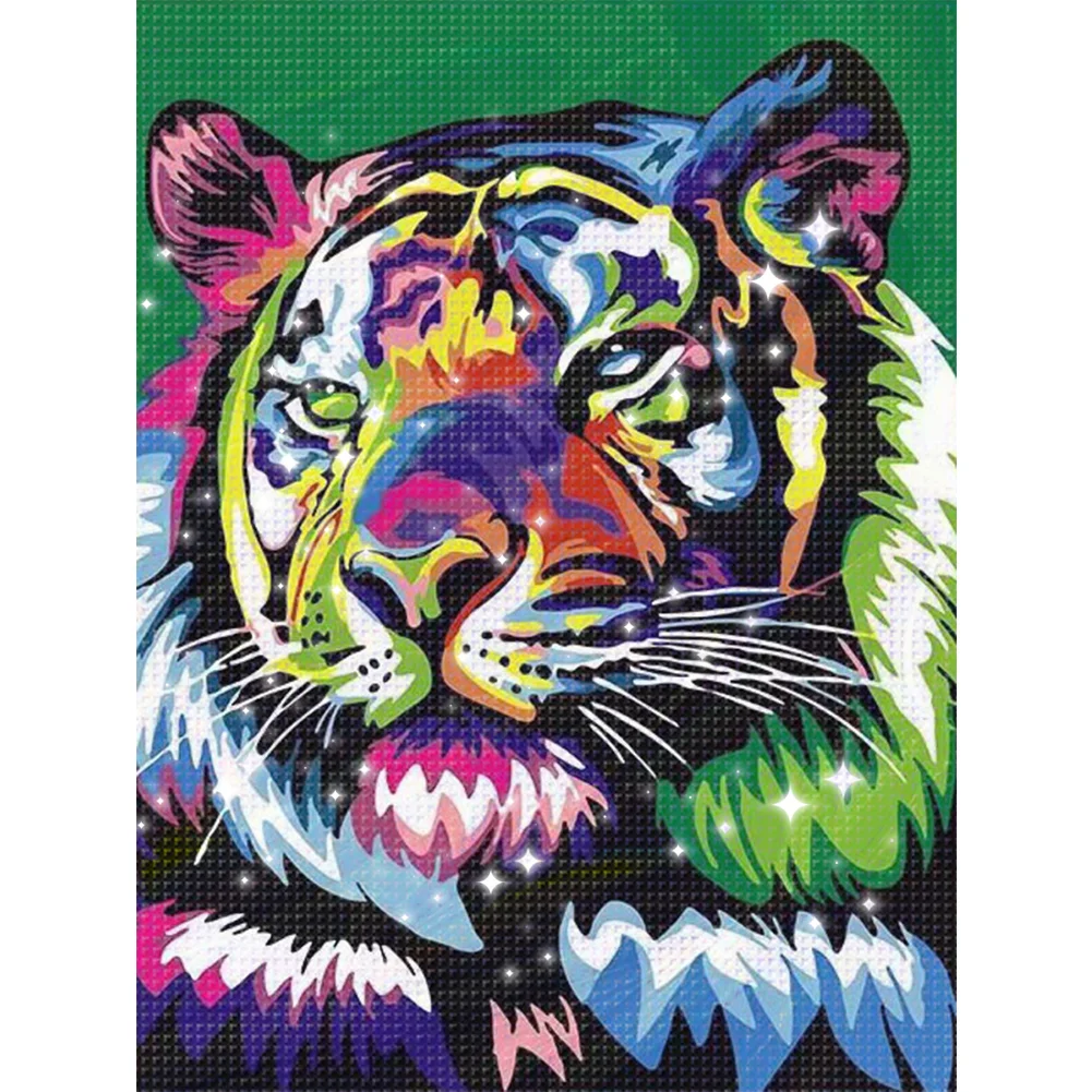 9CT Full Stamped Cross Stitch Bead Embroidery- Tiger(Canvas|39*54CM)