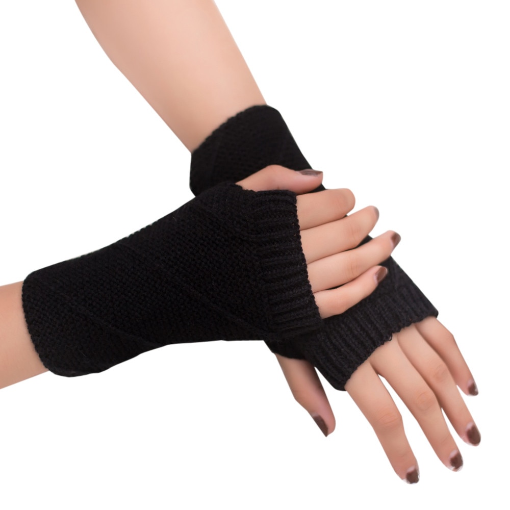 Knitted Fingerless Gloves Autumn Winter Outdoor Warm Half Finger Cycling Gloves