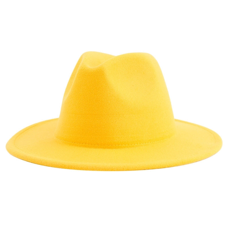 60 Color Solid Color Jazz Top Hat British Style Retro Woolen Hat Adult Embroidered Logo Felt Hat