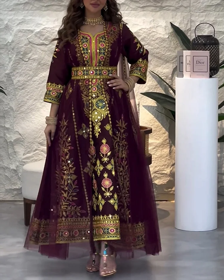 Women's Mesh Embroidered Sequin Dress