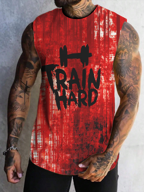 Men's Train Hard Art Print Tank Top