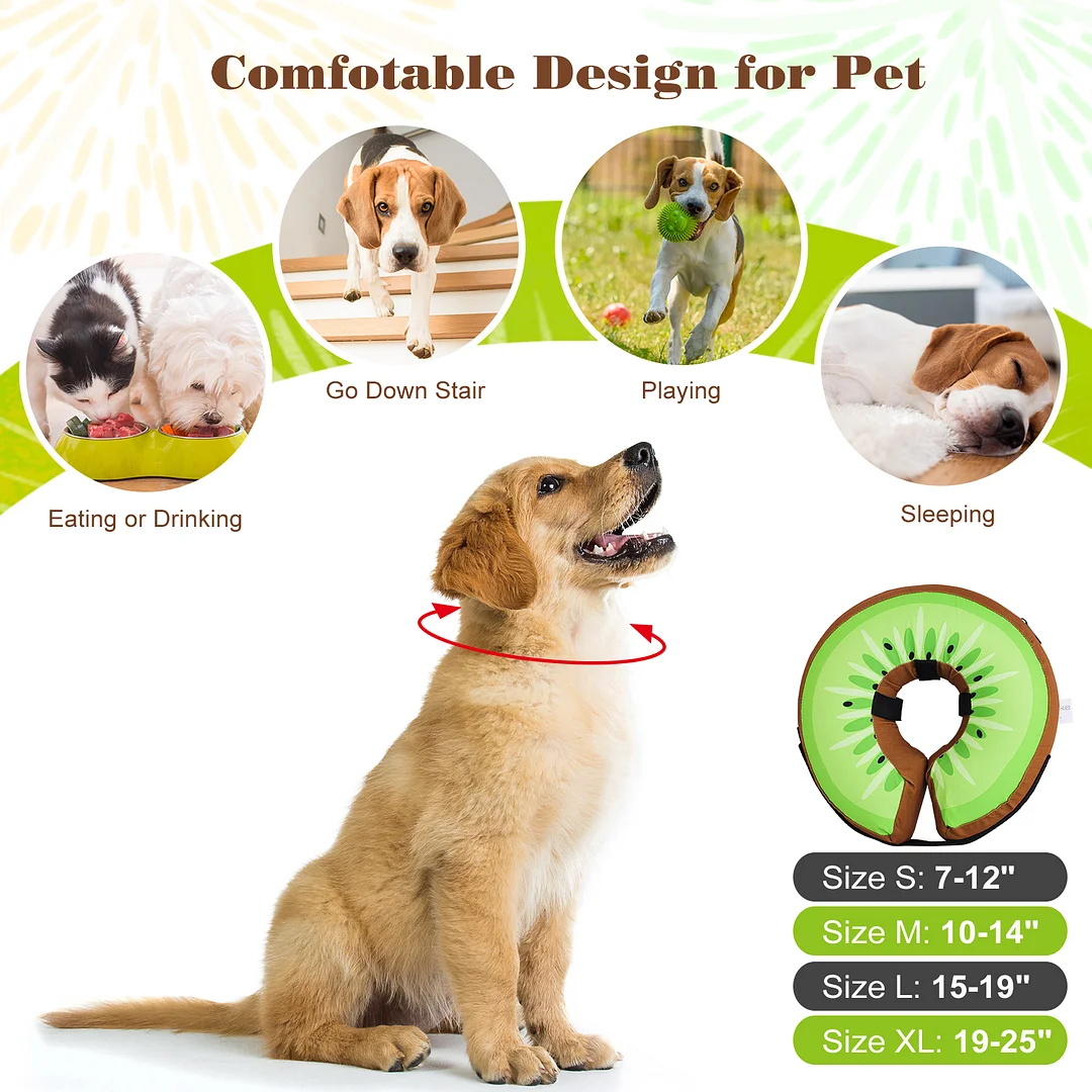  Inflatable Dog Cone Alternative After Surgery Adjustable Soft Cones Collar for Dogs, Comfy E-Collar for Dogs & Cats, Donut Collar for Large Dogs with Pump, Dog Neck Pillow, Medium