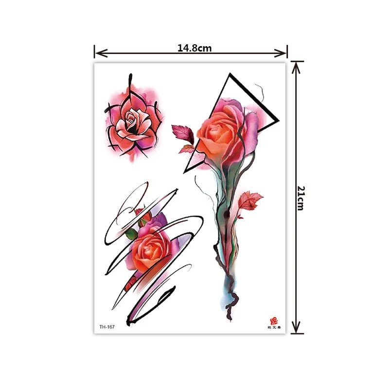 2021 New Plain Flower Arm Tattoo Sticker Flower Waterproof Tattoo Color Animal Tiger Tattoo Sticker