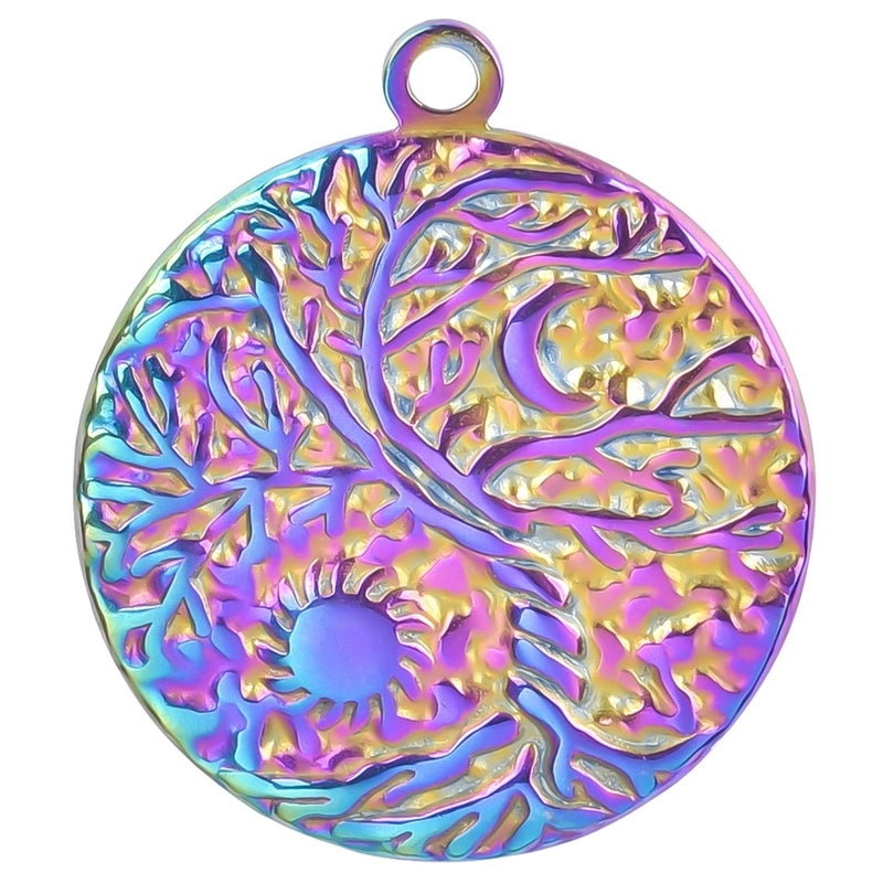 3 Pieces 304 Stainless Steel Round Pendant