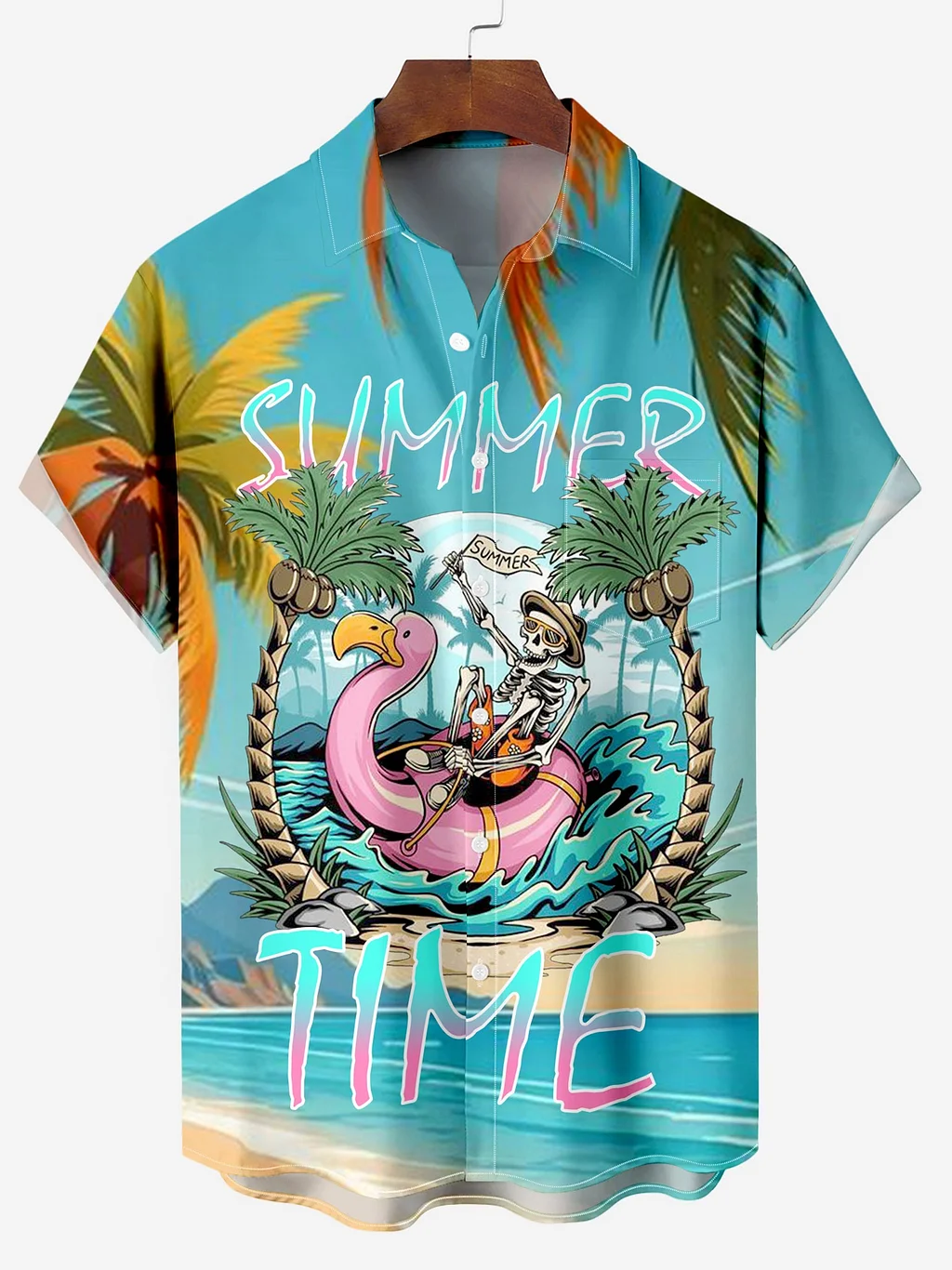 Men's Hawaiian Vacation Print Shirt PLUSCLOTHESMAN