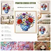 Vase Full 18CT 2 Strands DIY Stamped Cross Stitch Kits for Beginners Adults Home Wall Decor Cross Stitch Art and Crafts Kits 25x25cm tapestrymarket