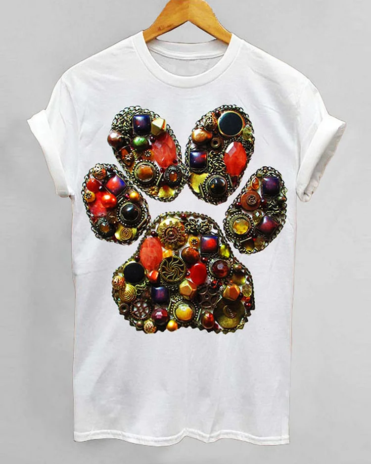 Women's Animal Print Round Neck Short Sleeve T-Shirt