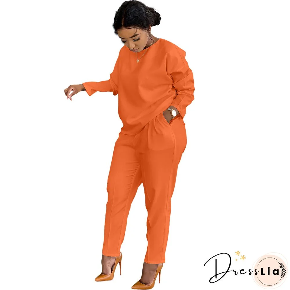 Long Sleeves T shirt Sportswear Two Piece Pants Set