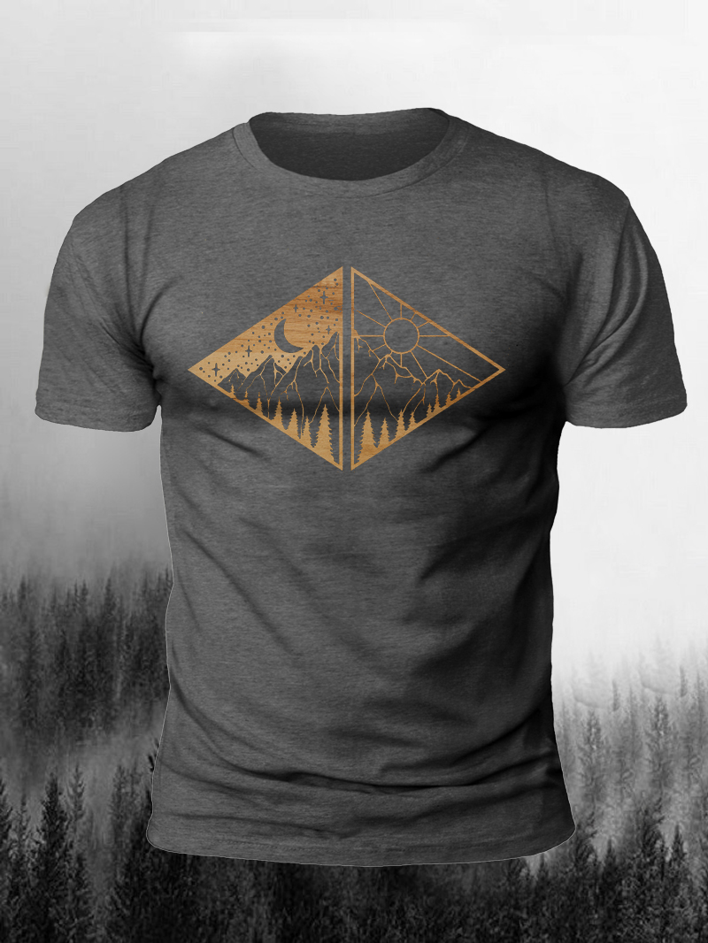 Men's Rectangular Golden Mountain Short-Sleeved Shirt