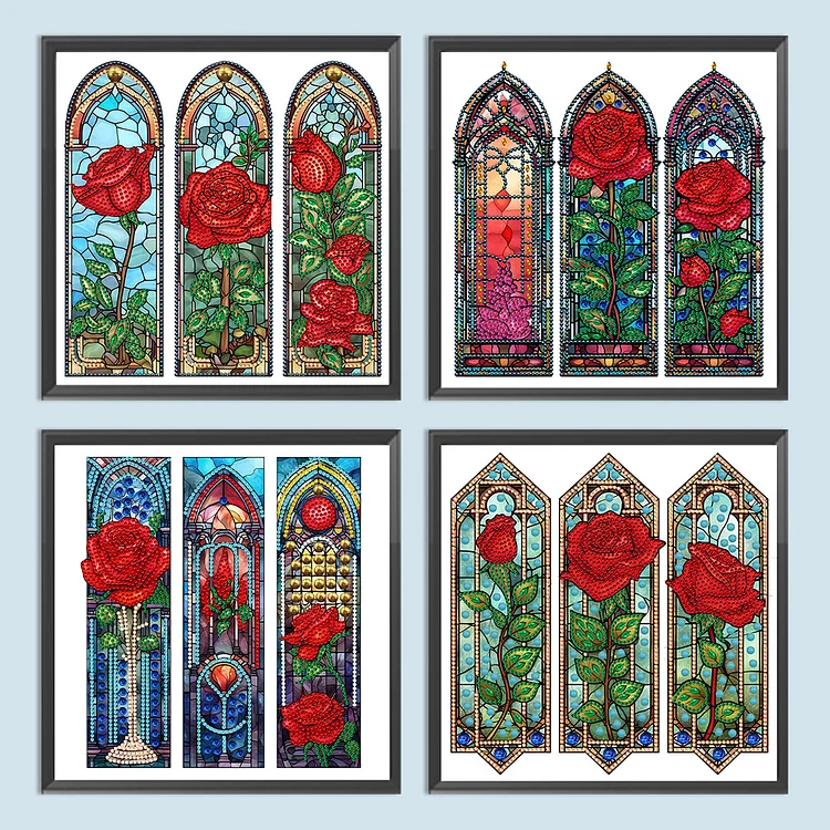 Crystal Diamond Painting Stained glass rose 30x40cm - Shop now - JobaStores