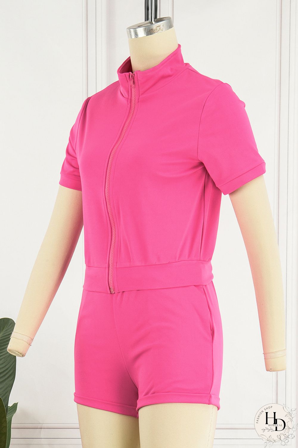 Yellow Street Solid Patchwork Turndown Collar Short Sleeve Two Pieces