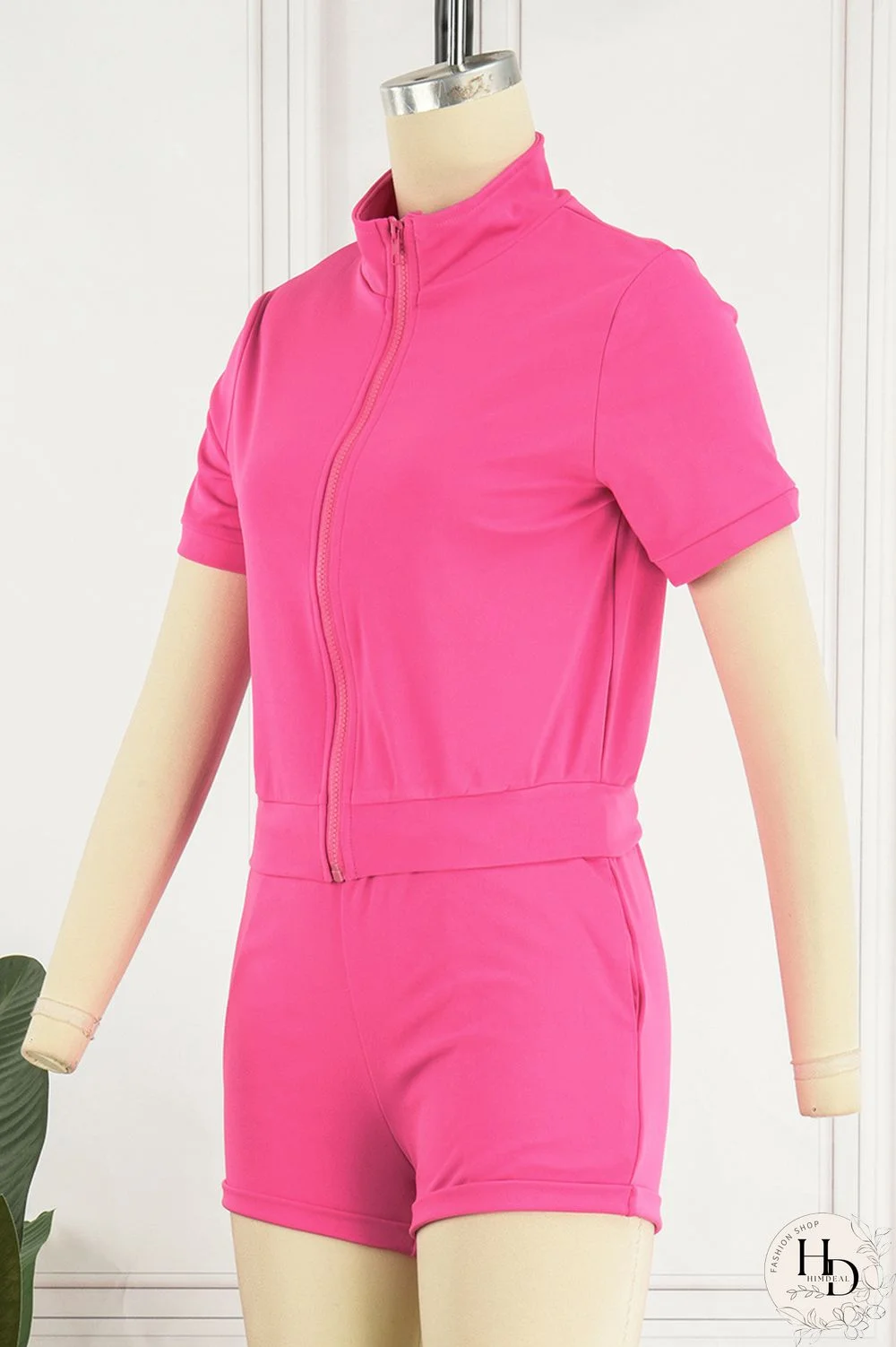 Yellow Street Solid Patchwork Turndown Collar Short Sleeve Two Pieces