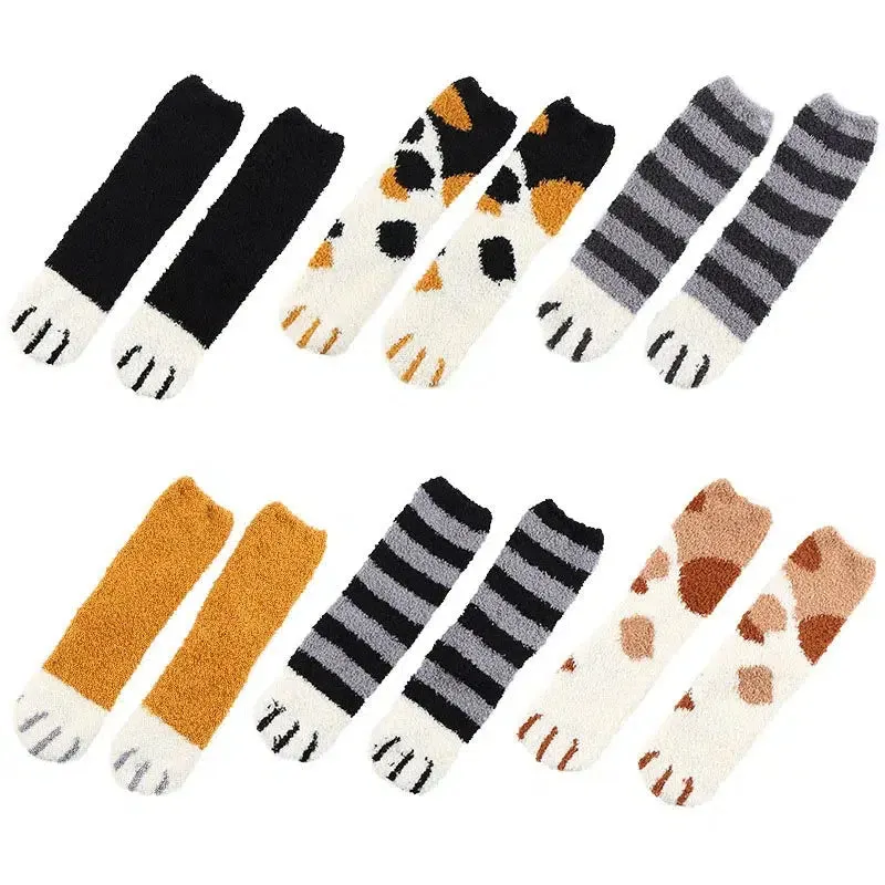 Brownm Paw Plush Socks