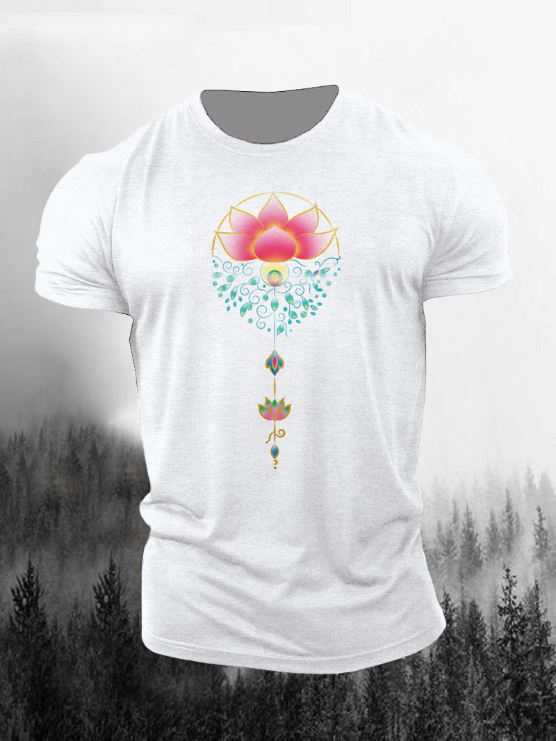 Men's Colorful Star Lotus Short-Sleeved Shirt