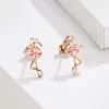 Sterling Silver Flamingo Stud Earrings