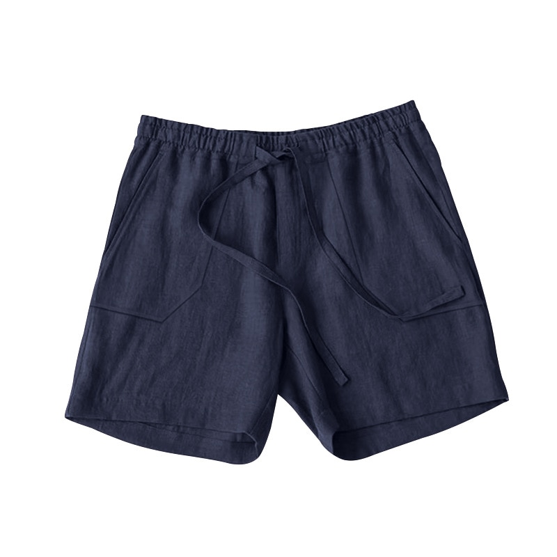 2025 Mens Shorts Summer New Solid Cotton Hemp Casual Shorts Men Loose Sports Three Way Pants For Men