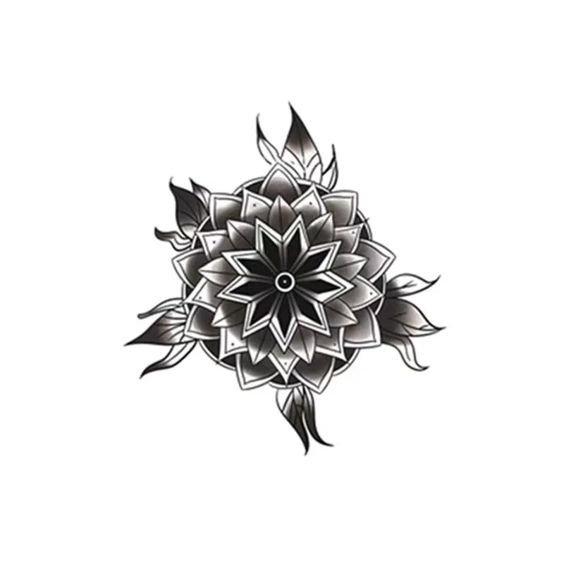 1PC Black Flower Neck Fake Tattoo Sticker For Men Waterproof Flash Temporary Tatto Body Arm Art Tatoos