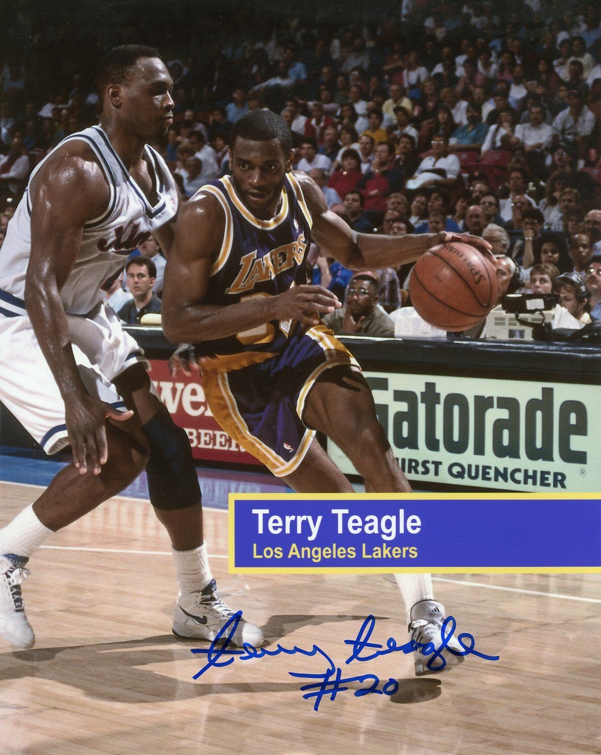 Terry Teagle Autographed 8x10 Lakers Warriors Baylor#4