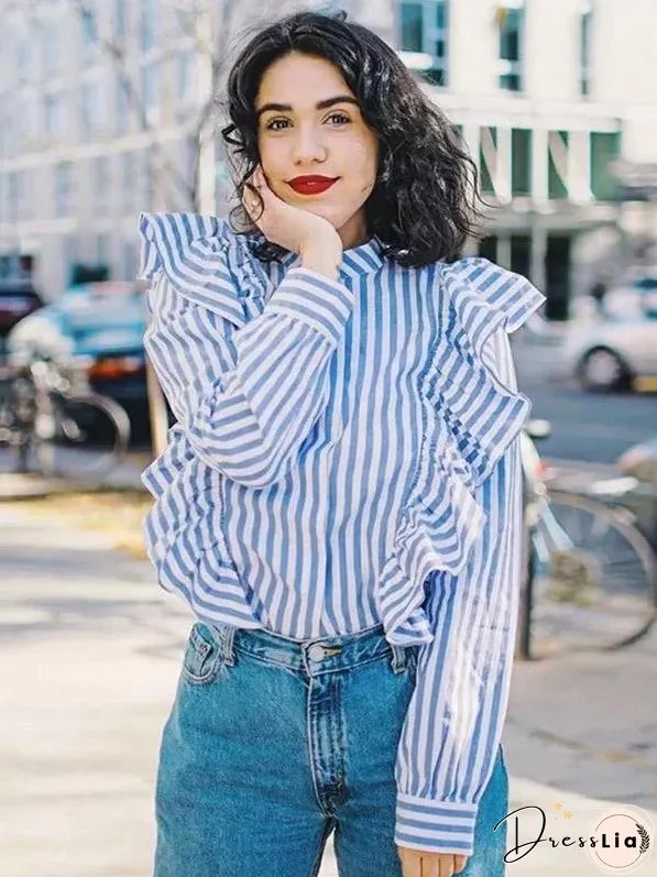 Fashion Stripe Long Sleeve T Shirt Top Blouse