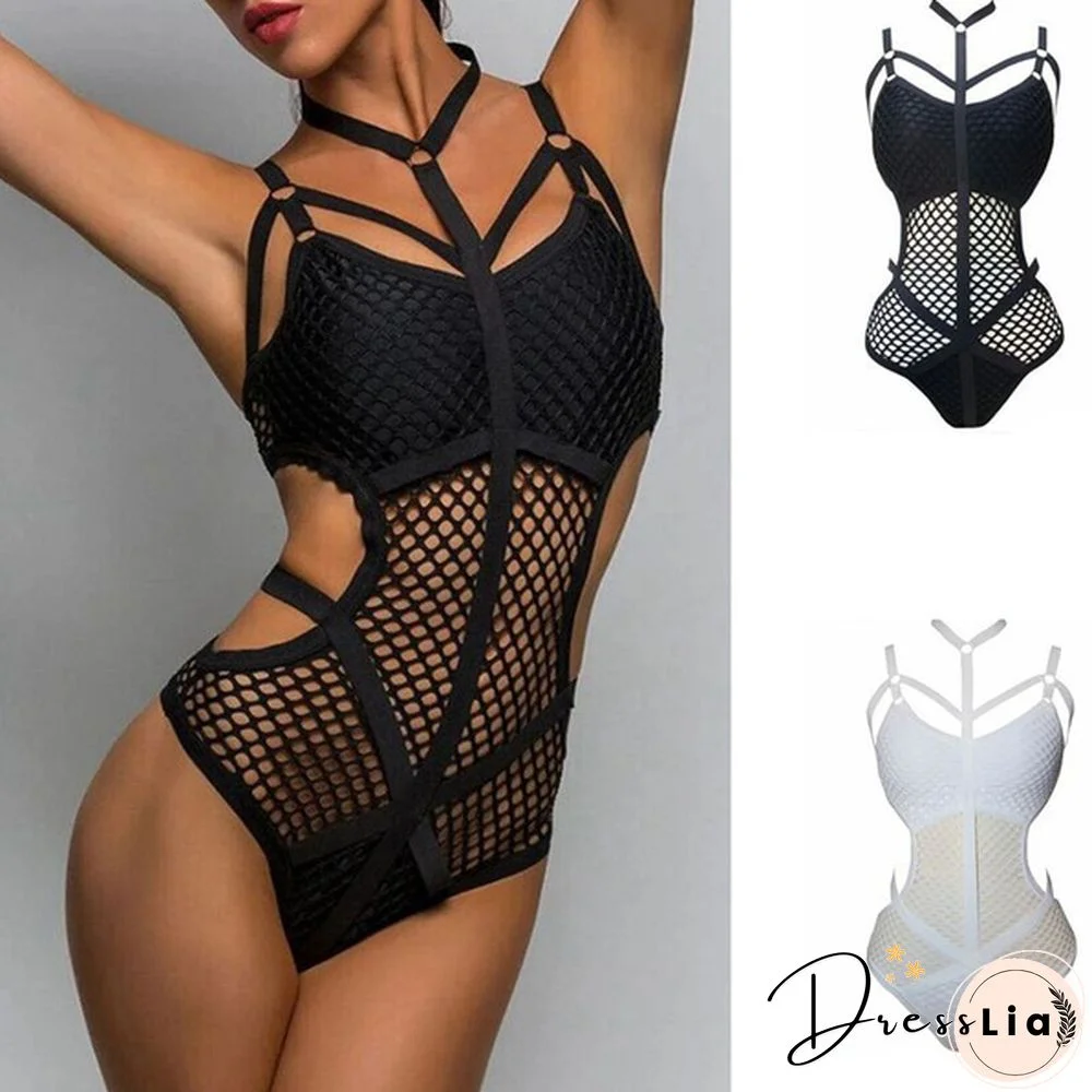 Gothic Style Women Fishnet Underwear Jumpsuit Clubwear Fashion Bondage Bodysuit