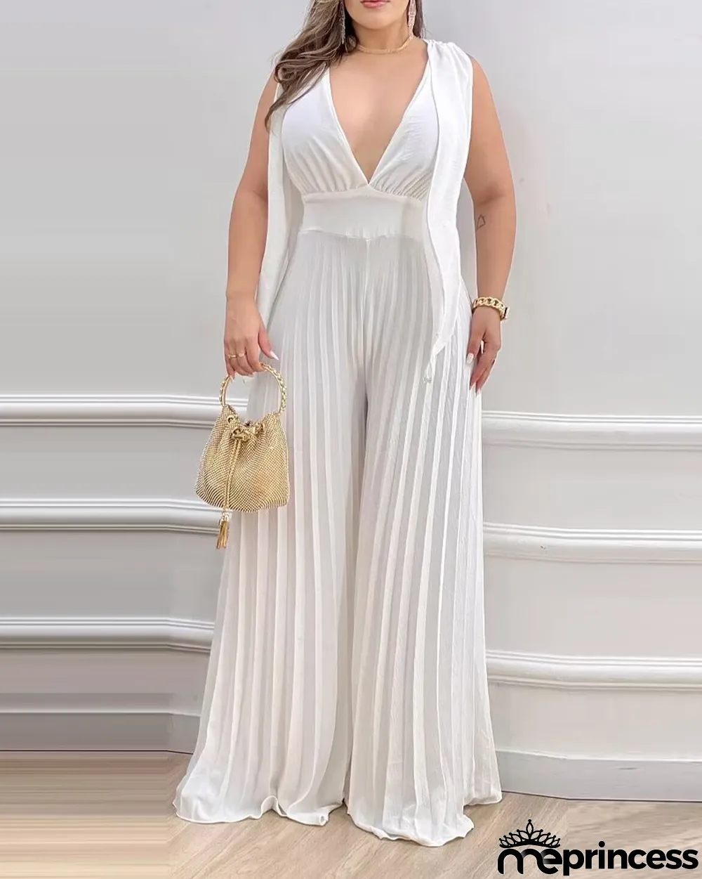 Plus Size Fashion V-neck Loose Jumpsuit