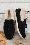 Women's Warm Thick Suede Furry Lined Slip on Flat Shoes