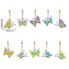 >SALE<10 Pcs Double Side Butterfly Diamond Art Keyring Animal Pendant for Office Decor