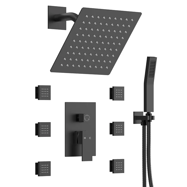 EVERSTEIN Luxury Shower System with Handheld in Matte Black SFS-1037-BK10