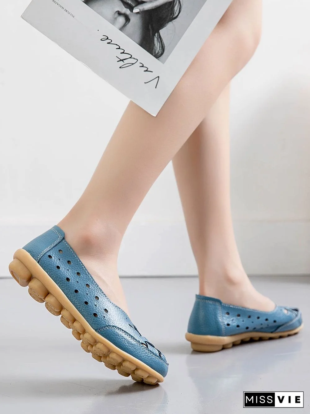Hollow Leather Soft Sole Shoes