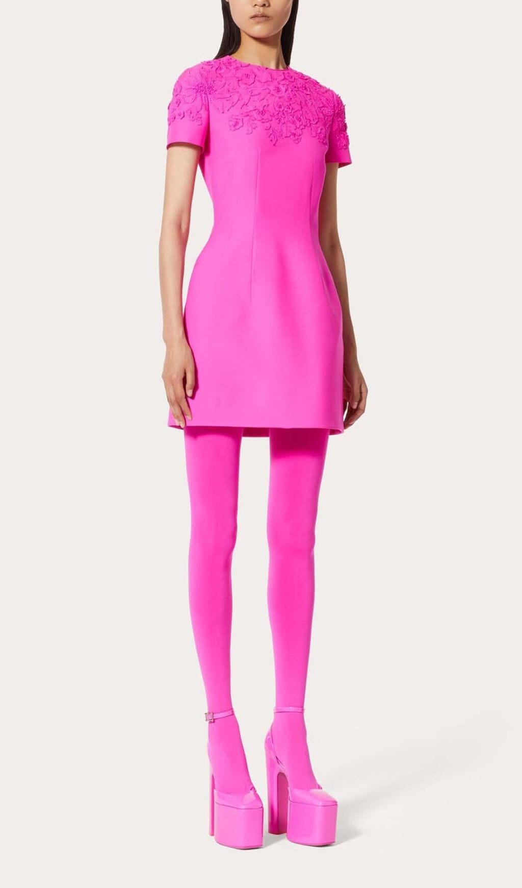 Adamina Pink Embroidered Mini Dress Flowering Girl