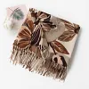 Colorful Flower Painting Soft Tassels Shawl Scarf