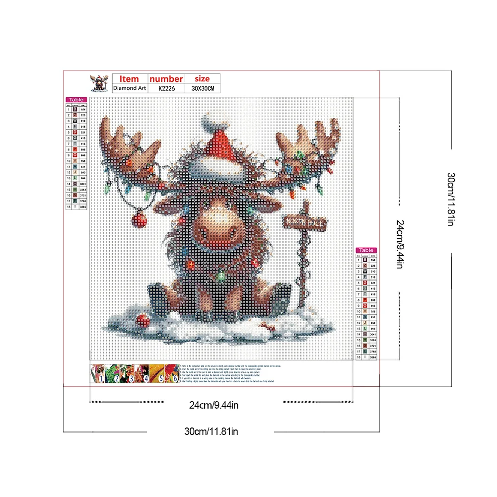Diamond Painting - Full Round Drill - Christmas Elk(Canvas|30*30cm)