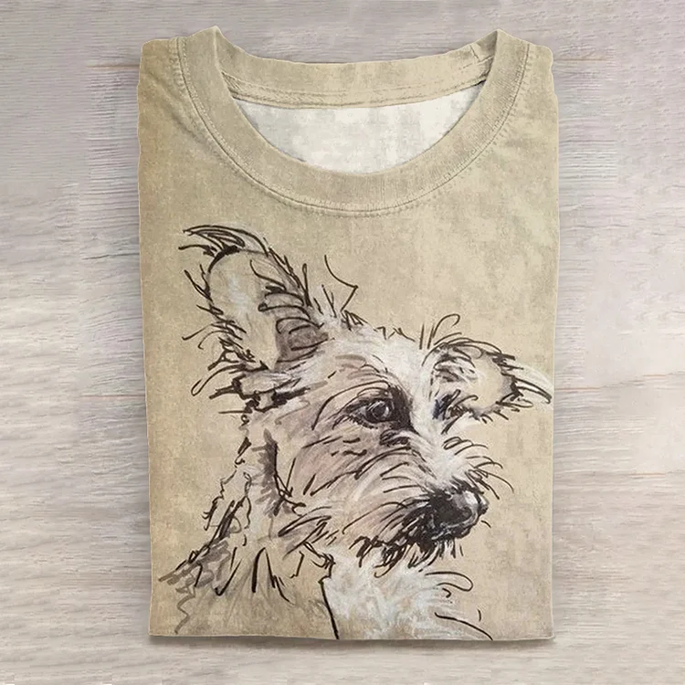 Comstylish Cute Dog Print Long Sleeve Casual T-Shirt