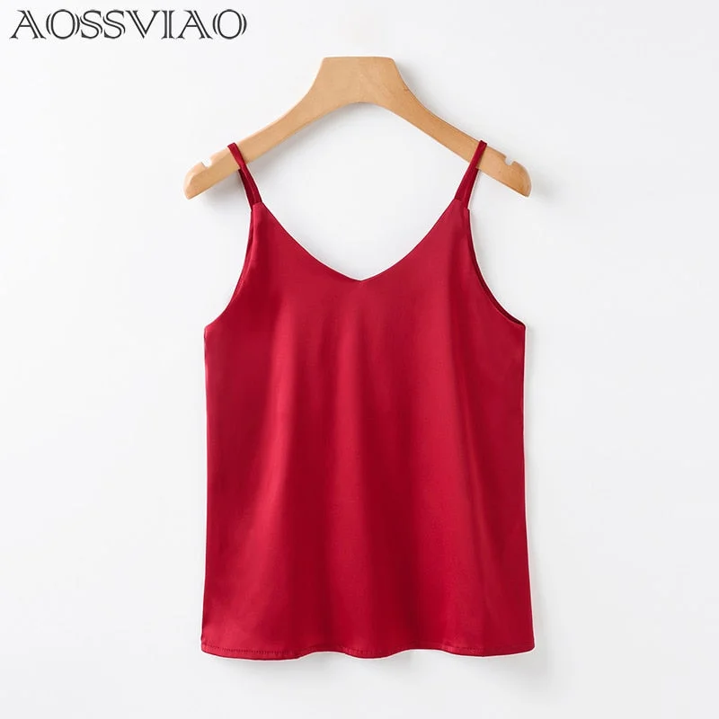 Christmas Gift Women Camis Silk Crop Top Women Camisole 2023 Summer Style  Sleeveless Vest Slim White Halter Tank Top Roupas Femininas
