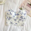 Crop Top Floral Camisoles Strap Tank Tops for Women Tube Top with Chest Pad Sexy Sweet Camisole GA