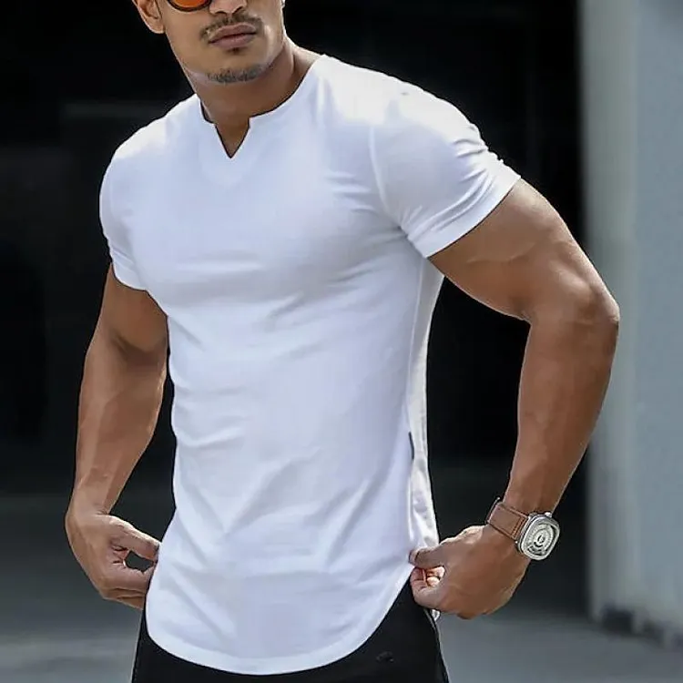 Men's V Neck Short Sleeve Sports Casual T-shirt 51967185Z