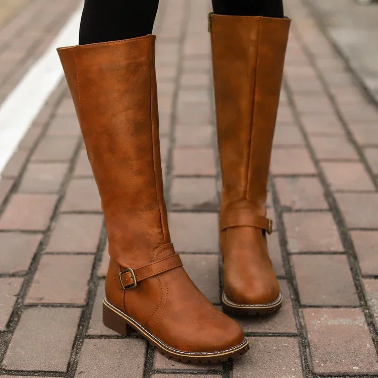 Women's Zip Tall Winter Leather Boots