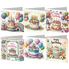 6pcs Diamond Painting Happy Birthdays to You Greeting Card with Envelope for Family Friends Holiday Gift Congratulations