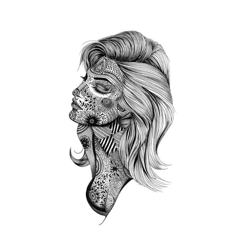 Sdrawing Styles Angel/devil/tiger/lion/wolf Waterproof Temporary Tattoos Men Flash Tatoo Stickers Tattoo Body Art Henna Fake Tattoos