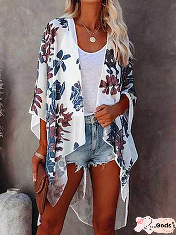 Vacation Loose Floral Other Coat