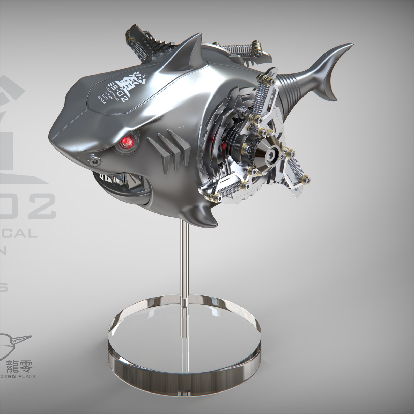 ZERO PLAIN MECHANICAL OCEAN SS-02B Silvery Shark Assemble Model Toys Collectible