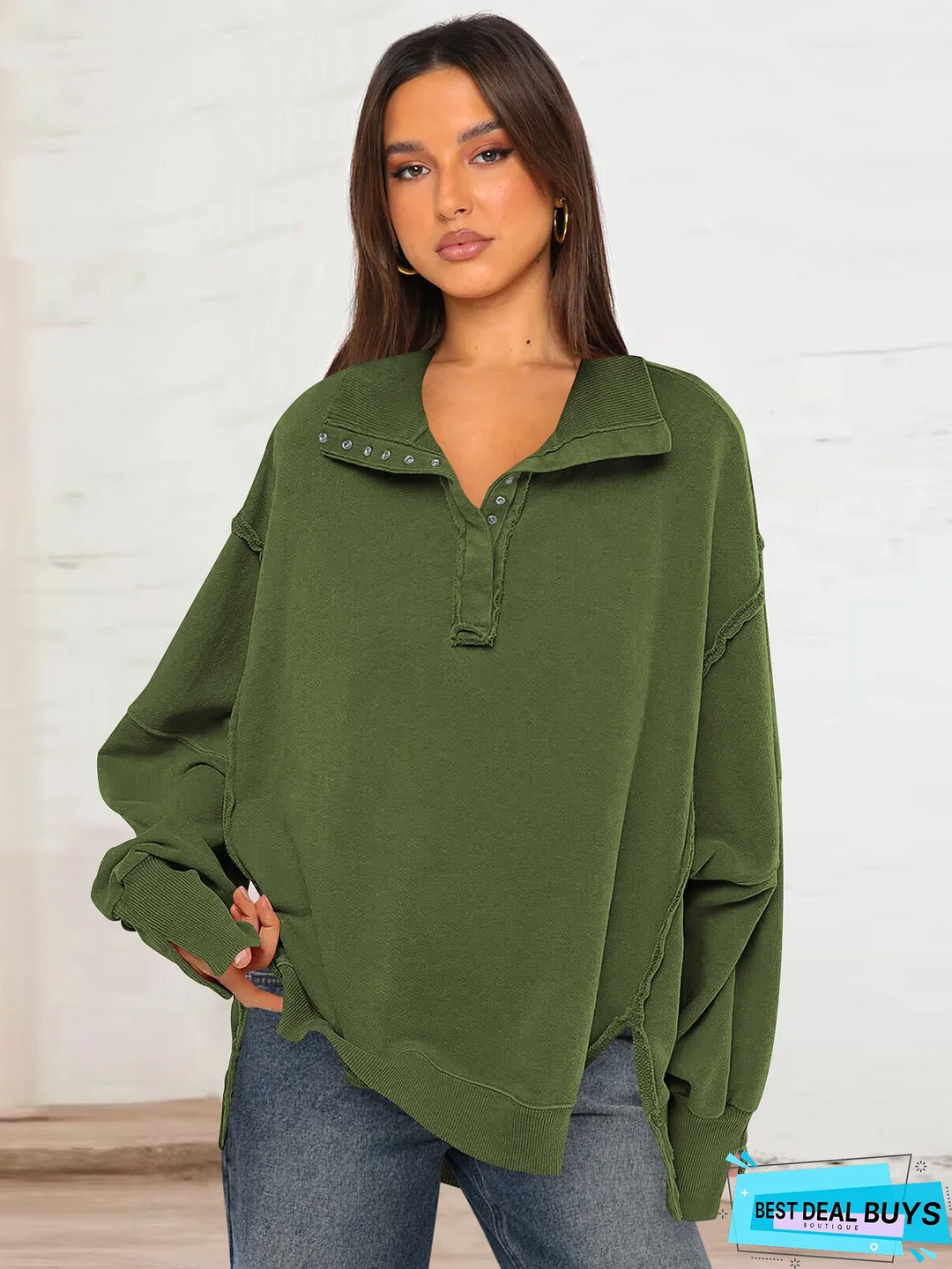 Women Casual Plus Size Tops Tunic V Neck Sweater