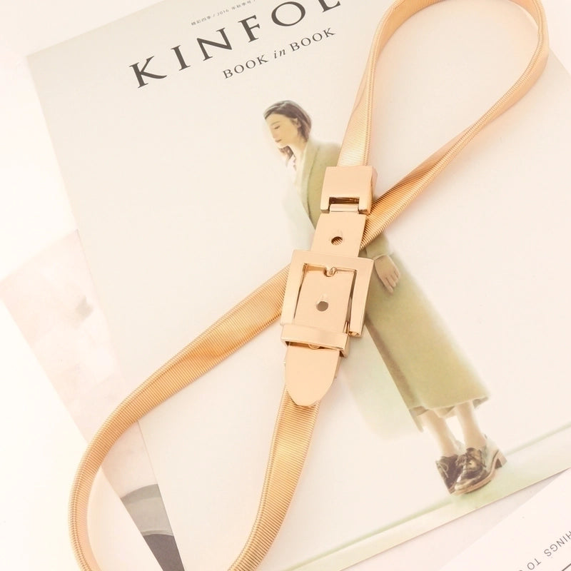 Elegant Minimalist Geometric Alloy Women’s Chain Belts