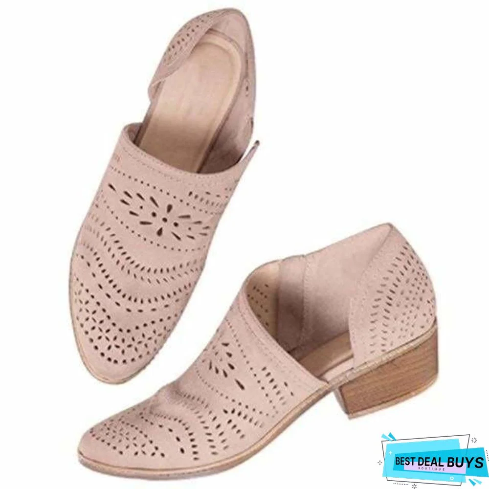 Leisure Hollow Low-heeled Shoes Women Sandals