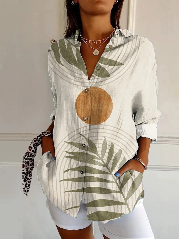 Sun Tropical Leaves Art Bohemian Long Sleeve Shirt