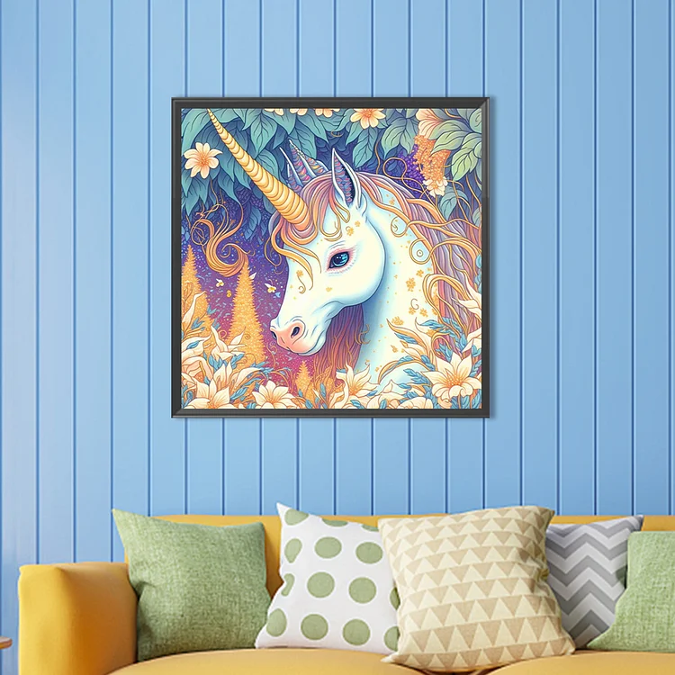 Rainbow Unicorn 40*50cm(picture) full round drill diamond painting with 4  to 12 colors of AB drill