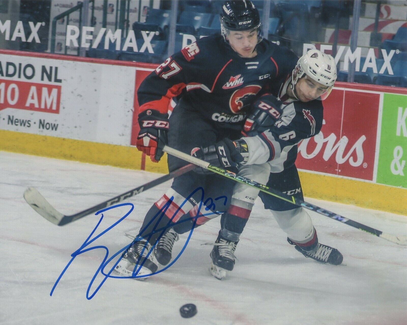 RILEY HEIDT 2023 DRAFT SIGNED AUTOGRAPH PRINCE GEORGE COUGARS 8X10 Photo Poster painting PROOF 3