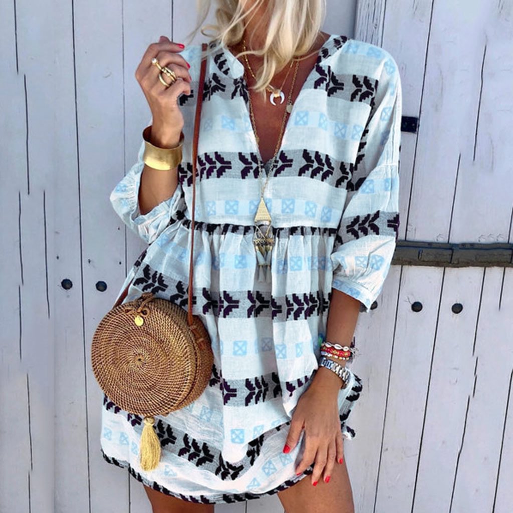 Simple Casual Five-point Sleeve Dress